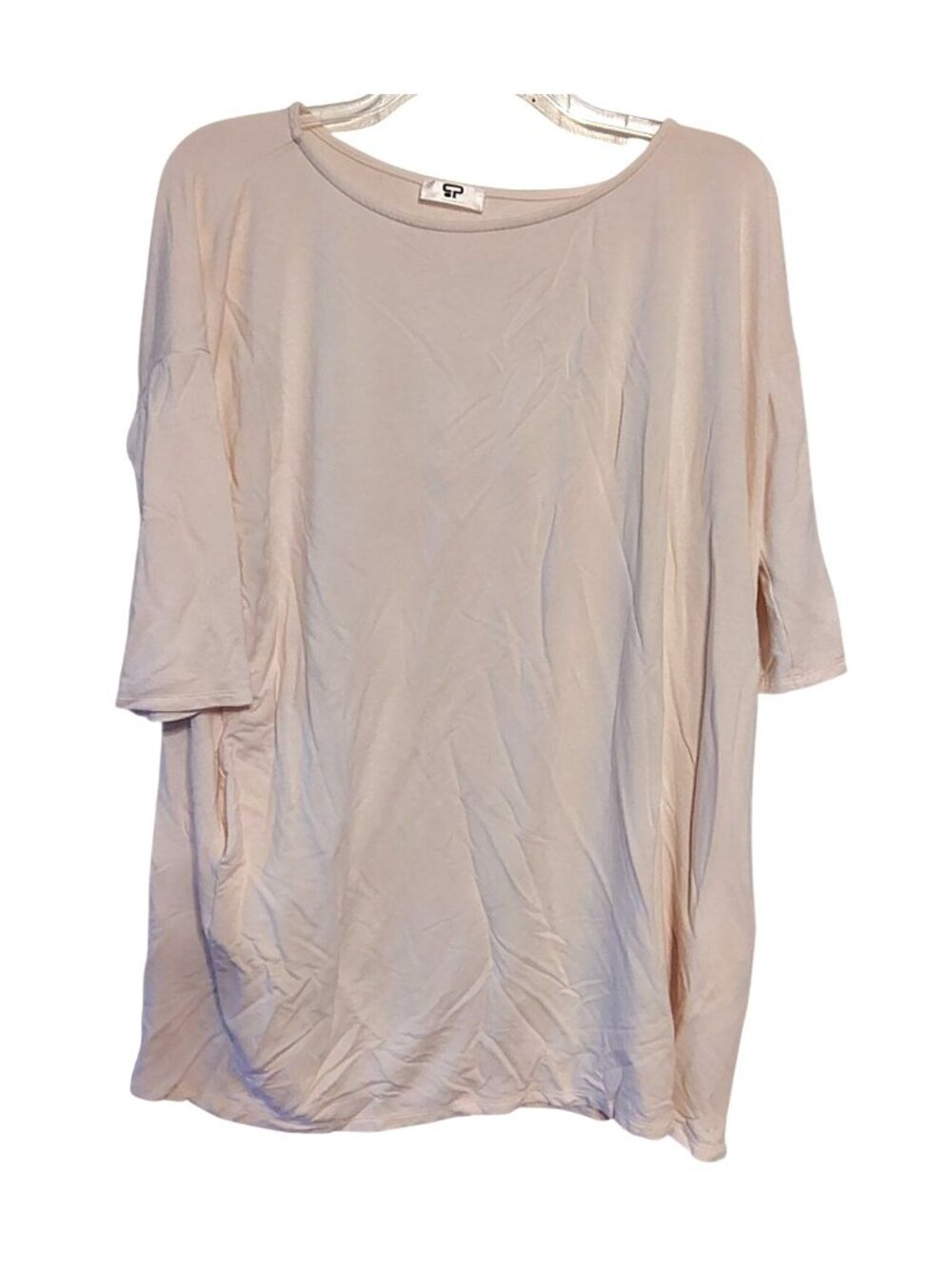 Culture Phit Size Large Tunic Top Off White Cream, 3/4 Sleeve Pockets Lagenlook